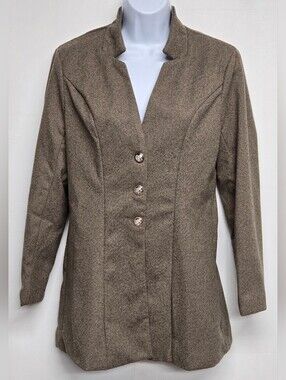 FME Suit Jacket Blazer S Business Casual Office Work Herringbone Polyester